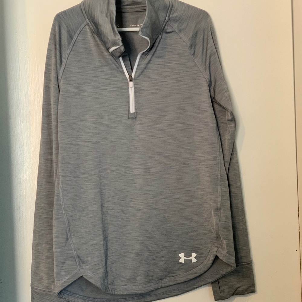 Grey youth long sleeve UA Zip.